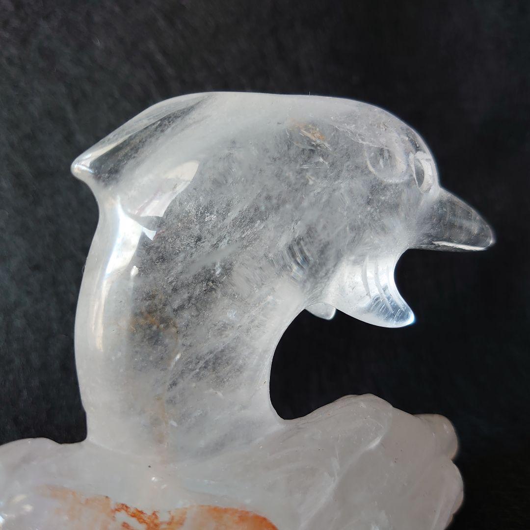 水晶ゴールデンヒーラー入り　波乗りイルカ　素敵な逸品