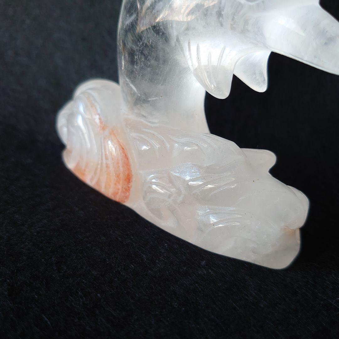 水晶ゴールデンヒーラー入り　波乗りイルカ　素敵な逸品