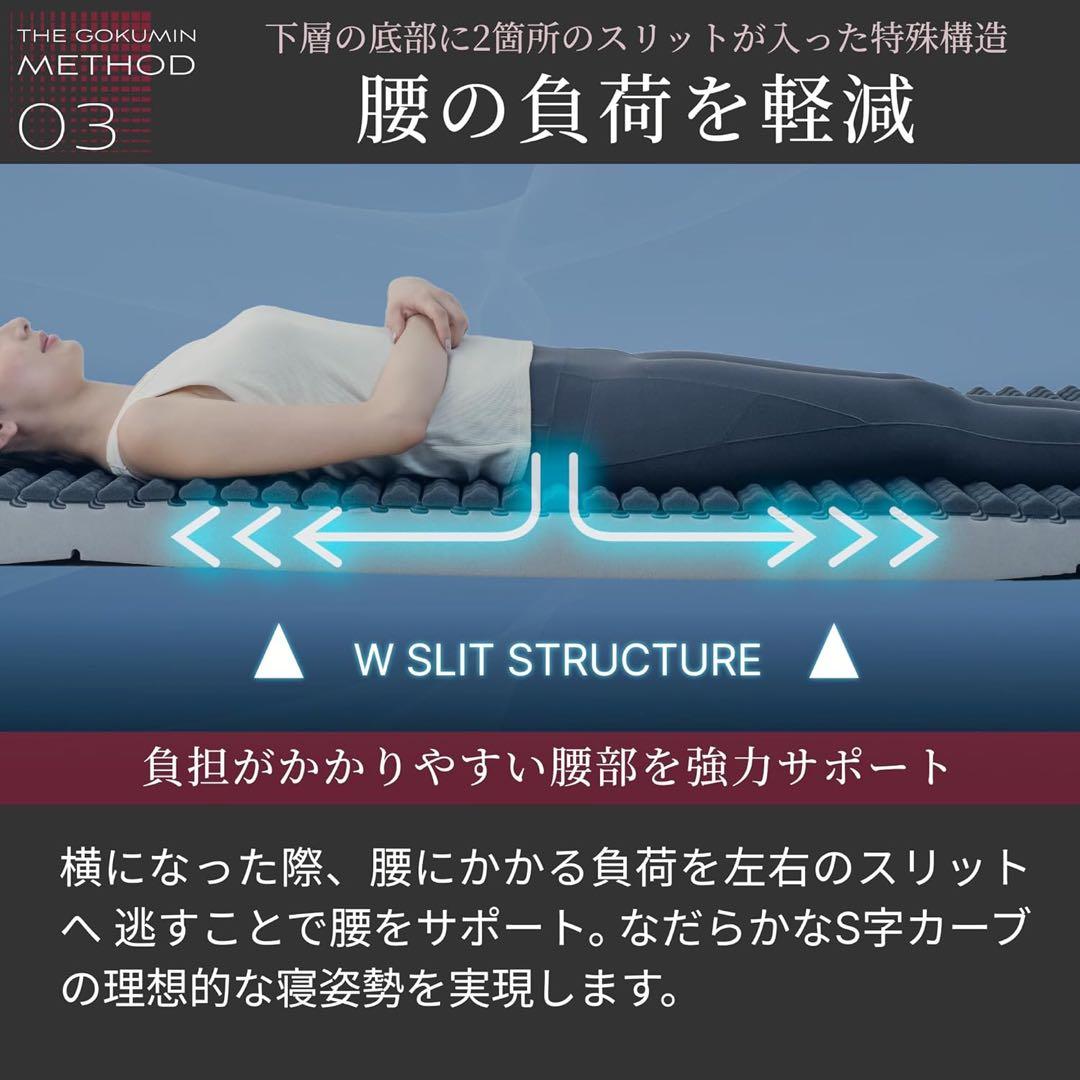 GOKUMIN 高反発 マットレス ダブル 極厚10cm チャコールグレー