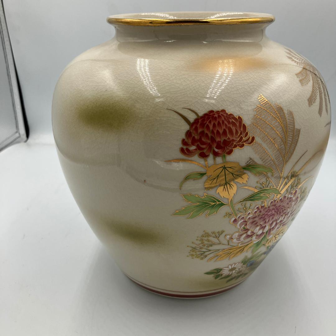 九谷 仙峰 仙龍 九谷焼 金彩色絵 壺 花瓶 花器 陶器 絵付【Q289