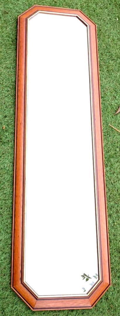 八角木枠ウォールミラー1400✕400 イタリア製　ベベル鏡　ヴィンテージ物