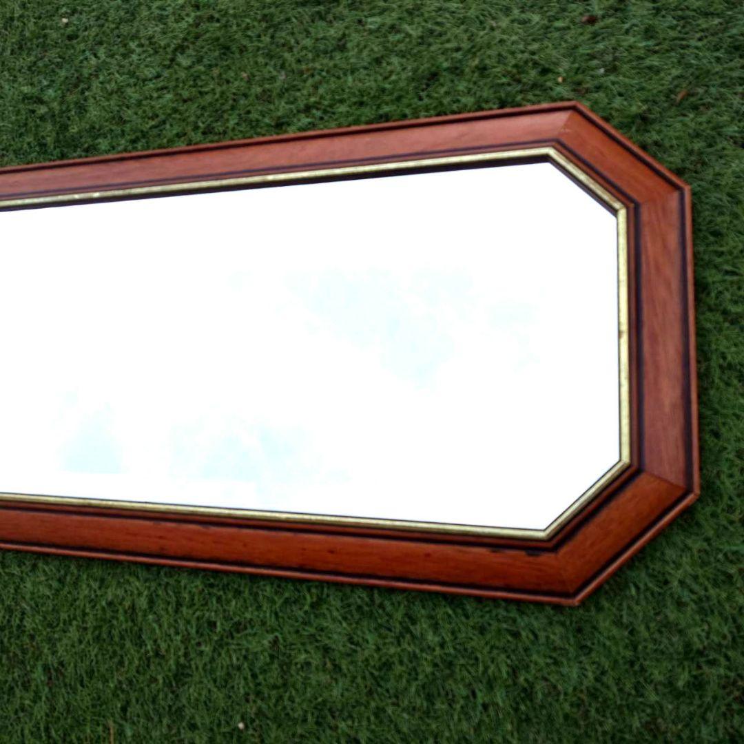 八角木枠ウォールミラー1400✕400 イタリア製　ベベル鏡　ヴィンテージ物