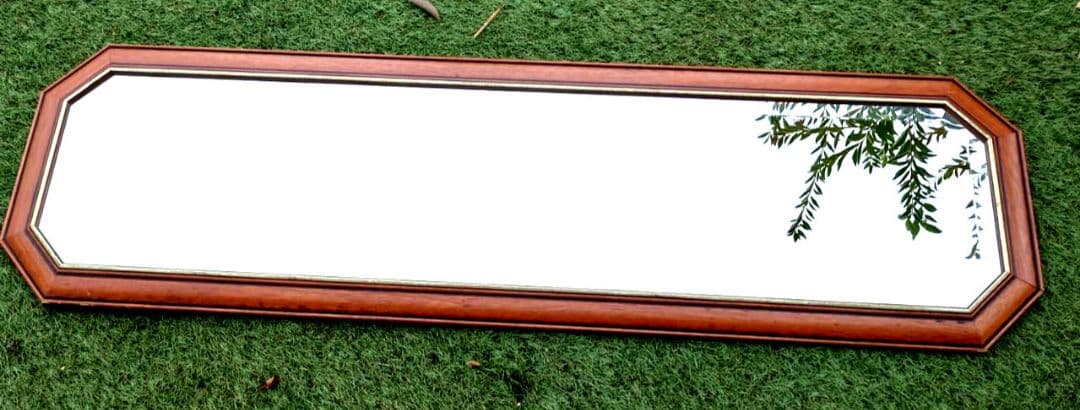 八角木枠ウォールミラー1400✕400 イタリア製　ベベル鏡　ヴィンテージ物