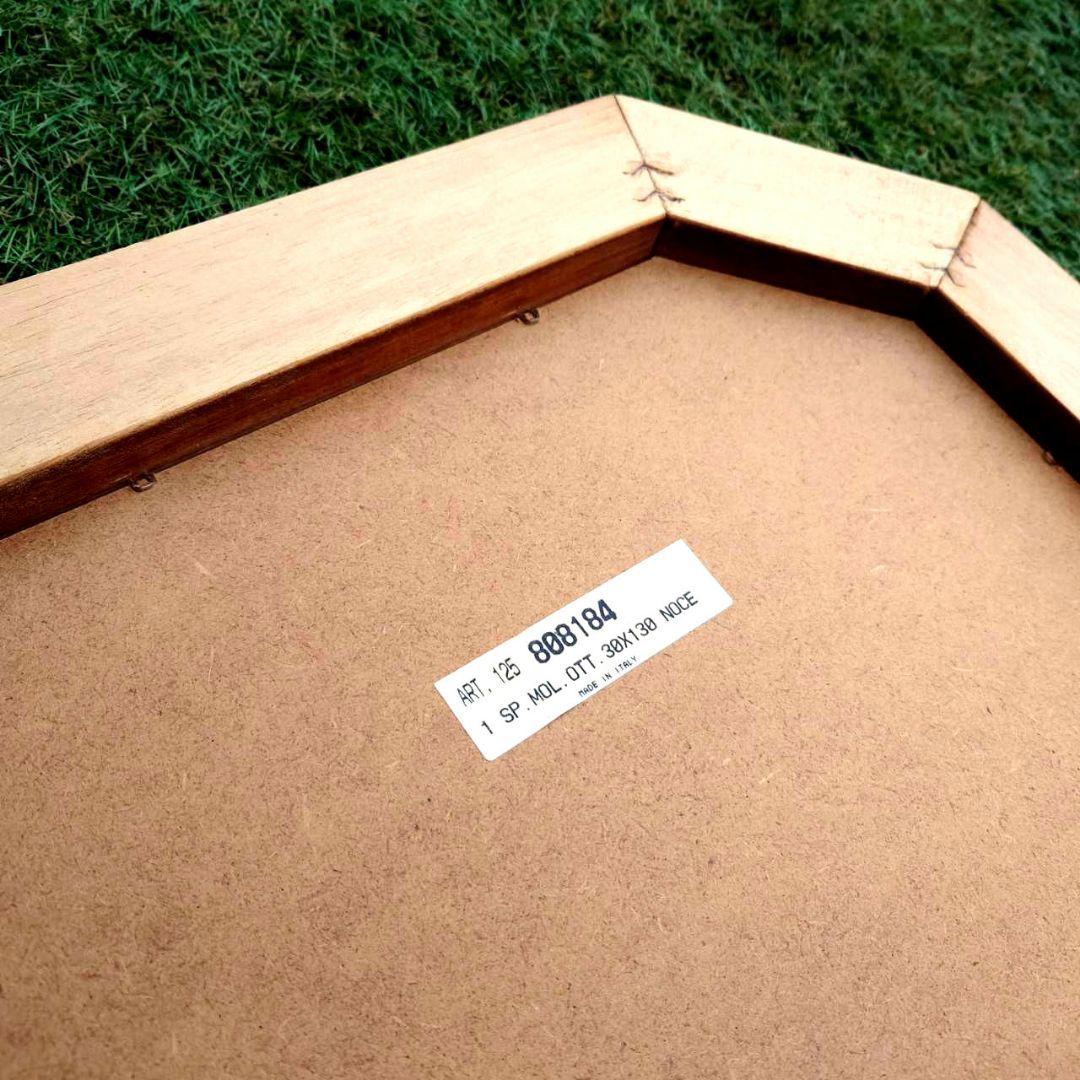 八角木枠ウォールミラー1400✕400 イタリア製　ベベル鏡　ヴィンテージ物