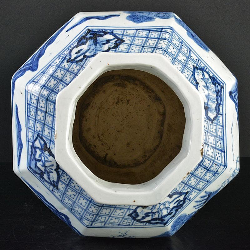 中国 大清乾隆年製款 青花 山水人物文 八角面取瓶 M R7289B - メルカリ