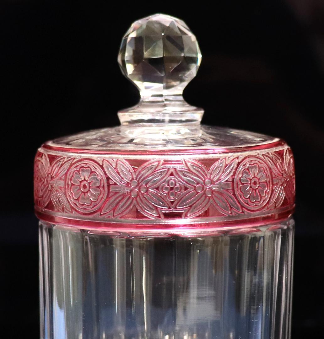 オールド・バカラ 激レア 18面体 桃色被せ パウダーボックス 蓋物 エンパイア