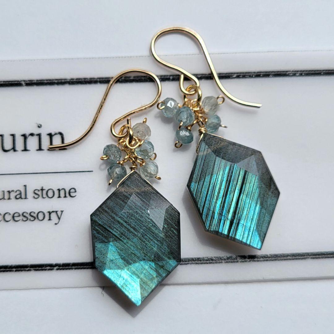 ラブラドライト ヘキサゴン ピアス