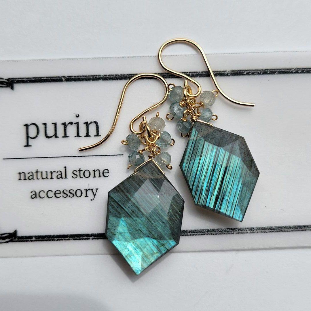 ラブラドライト ヘキサゴン ピアス