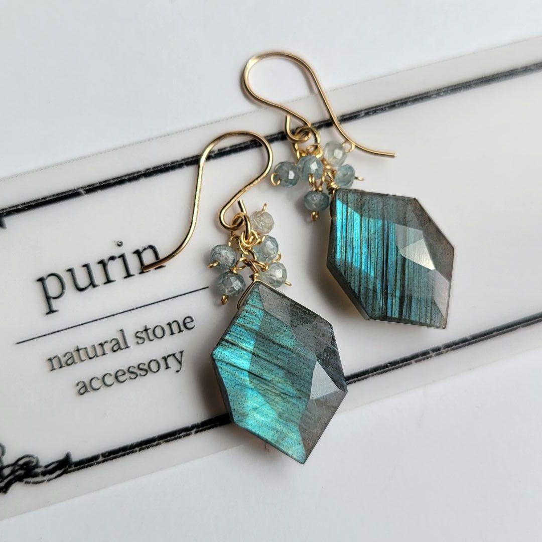 ラブラドライト ヘキサゴン ピアス