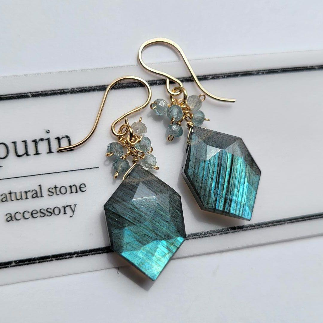 ラブラドライト ヘキサゴン ピアス