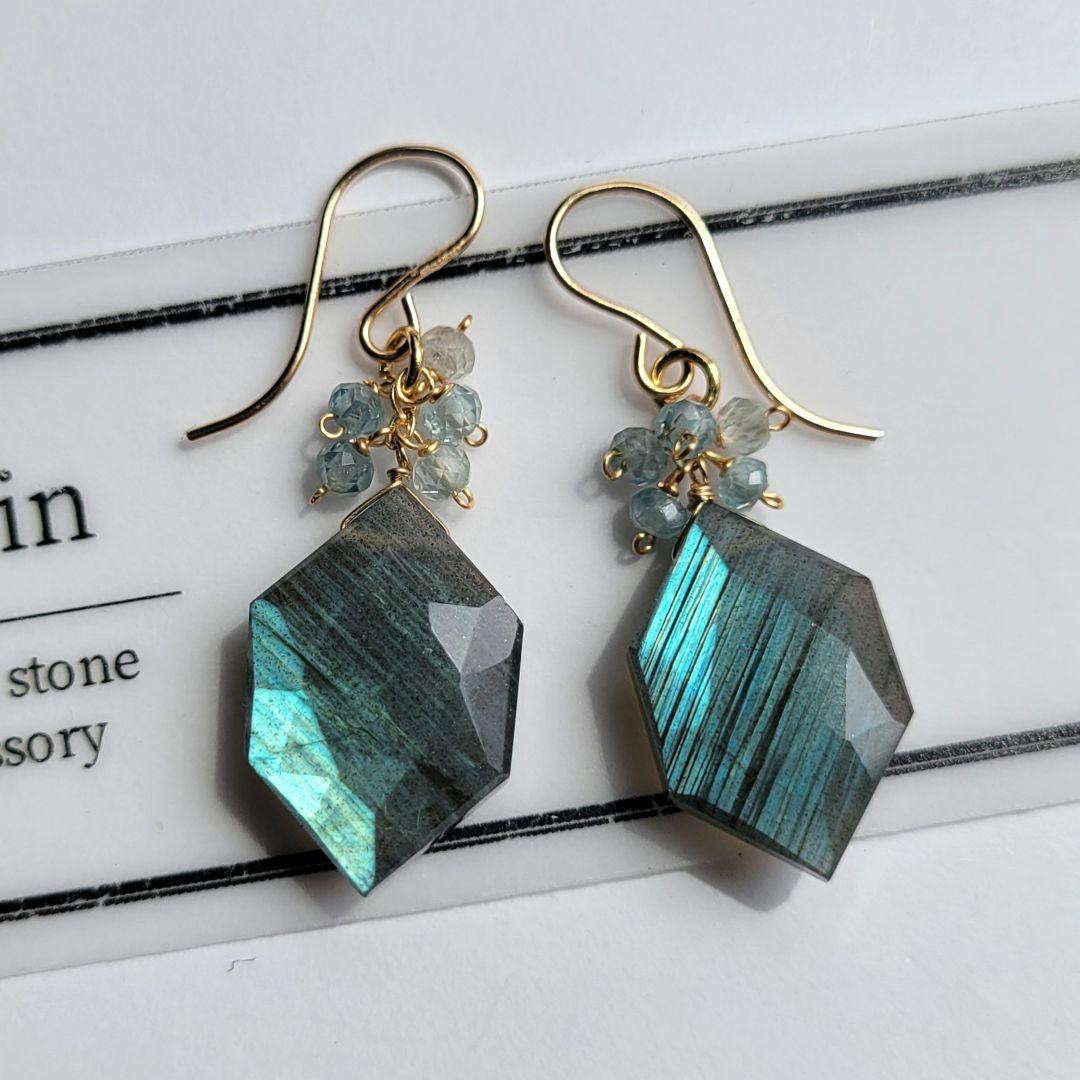 ラブラドライト ヘキサゴン ピアス