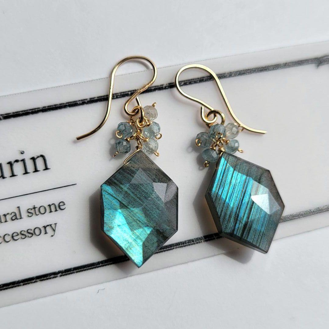 ラブラドライト ヘキサゴン ピアス