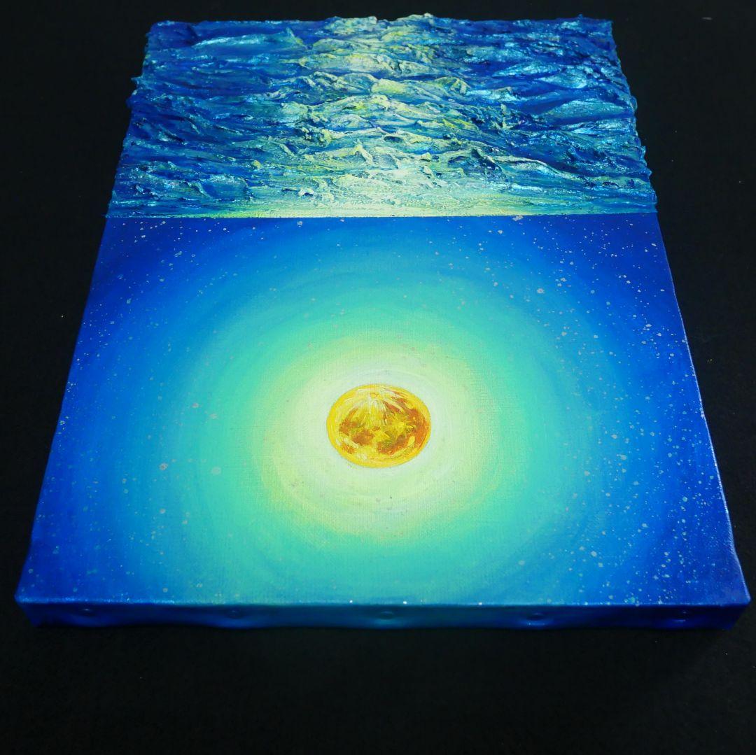 油絵 油彩 油彩画 絵 絵画【満月の海 】F4号 - メルカリ