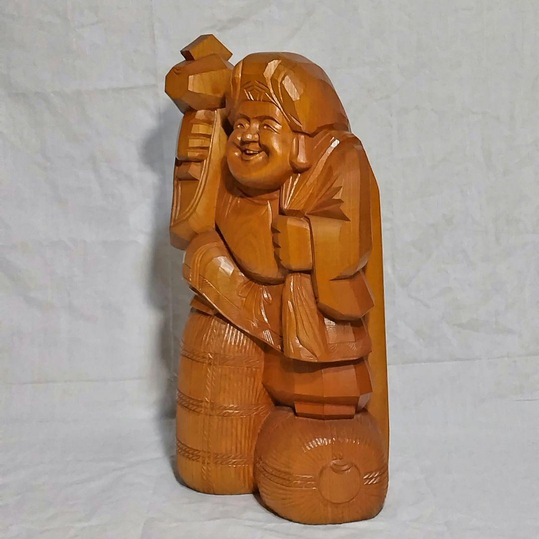 ＊高さ46.5cm 大きな大黒さま 天然木一刀彫 木のぬくもりと存在感 縁起物