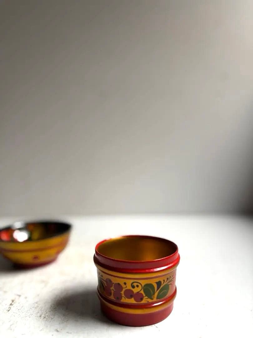 867 ヴィンテージ ロシア伝統工芸 ホフロマ塗り 小皿① 2点組 未使用