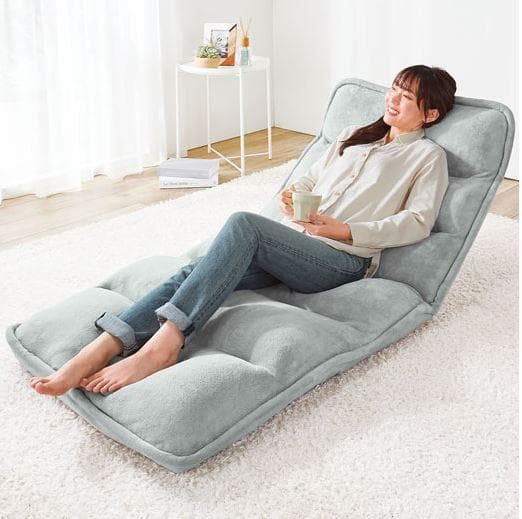 【アウトレット】収納簡単低反発もこもこ座椅子 肘なしワイド　グレー