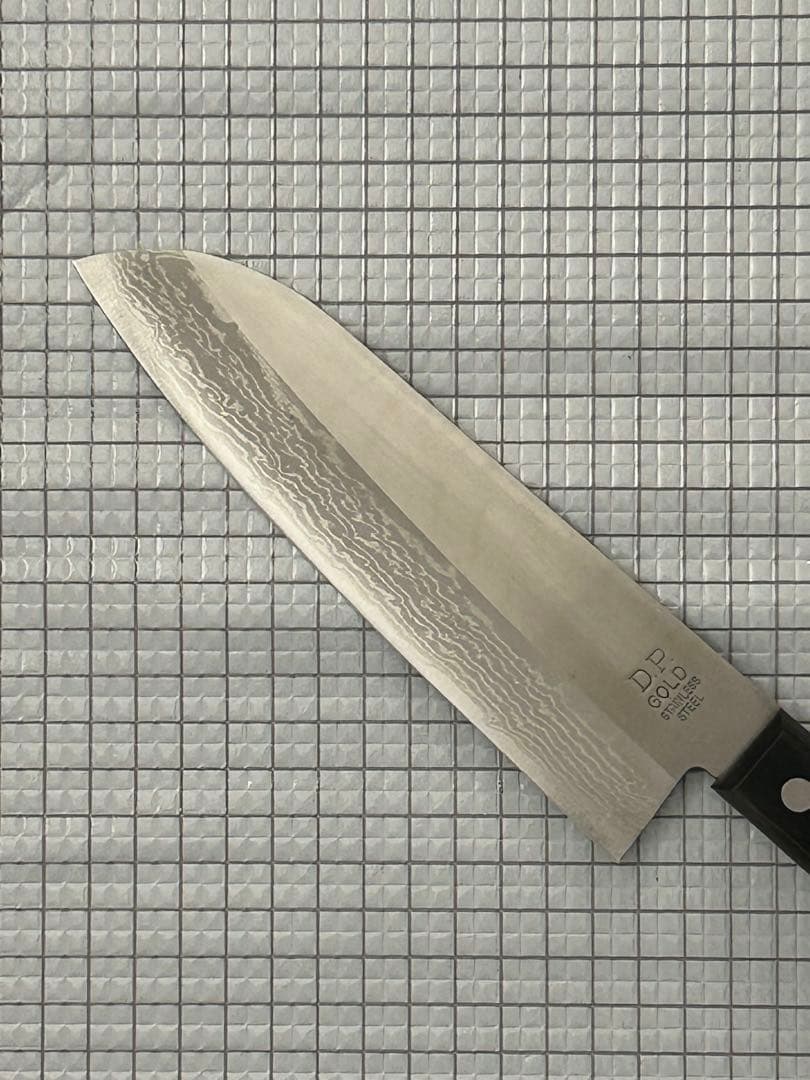 仙助 包丁 三徳包丁 三徳 ダマスカス 170mm 黒合板柄 DPゴールド