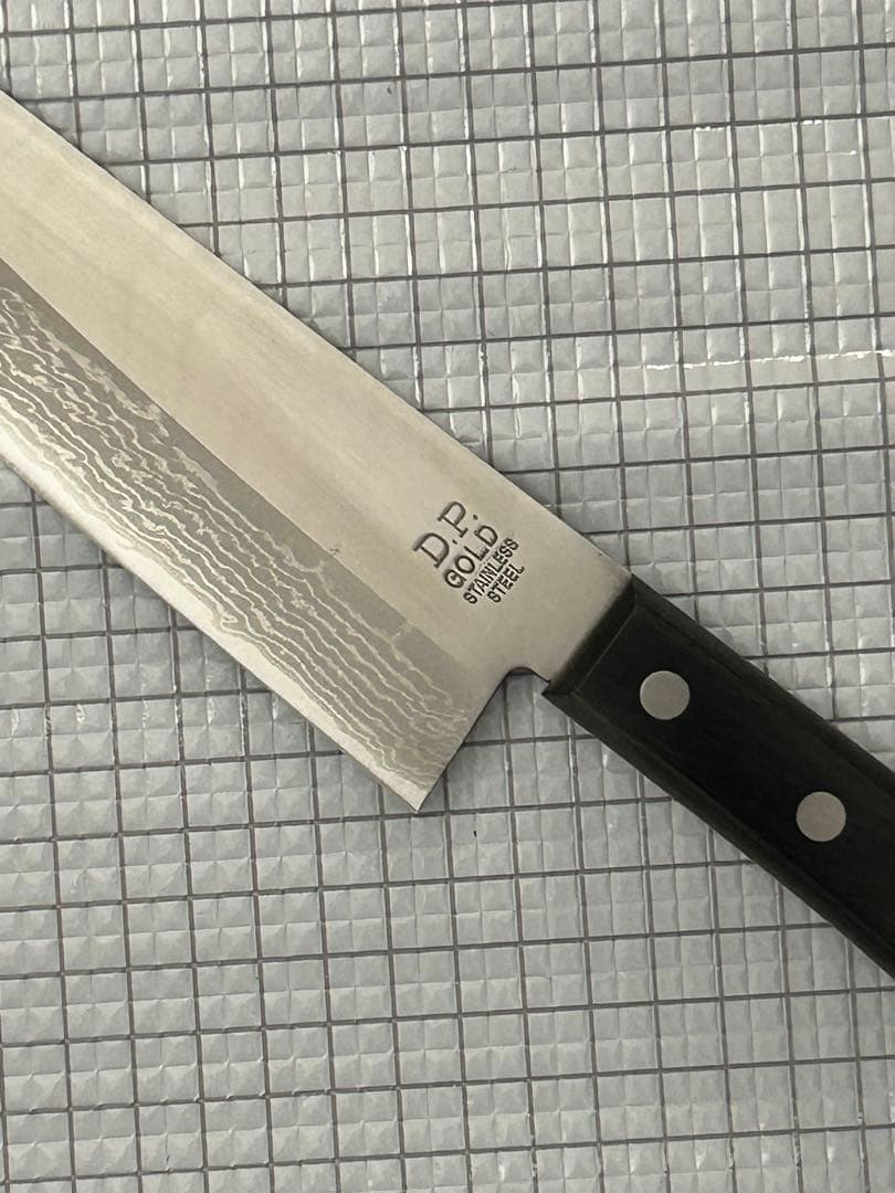 仙助 包丁 三徳包丁 三徳 ダマスカス 170mm 黒合板柄 DPゴールド