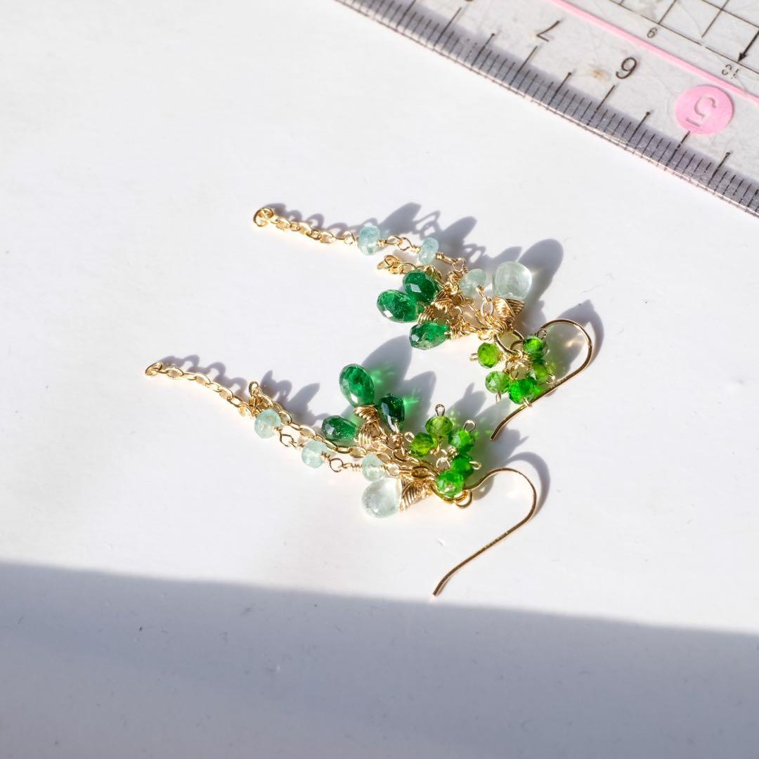 14kgfエメラルド・ツァボライトピアス/イヤリング