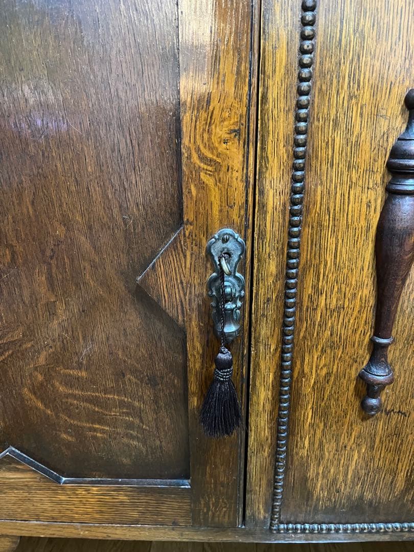 【アンティーク専門店で購入】オーク材 アンティーク家具 ミラー付きサイドボード