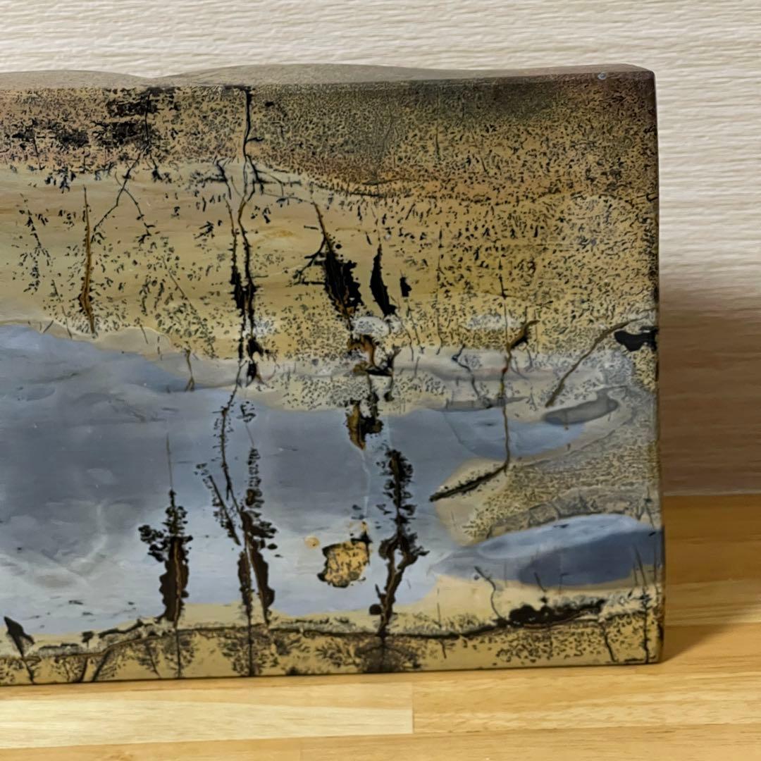 ⬛︎【１点もの】ピクチャージャスパー　天然石　ブックスタイル　自然風景模様　台座付