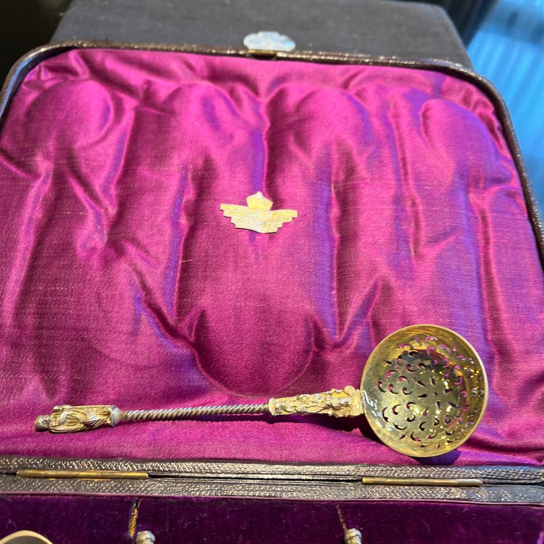 アンティーク　銀製　装飾的スプーンセット 7本