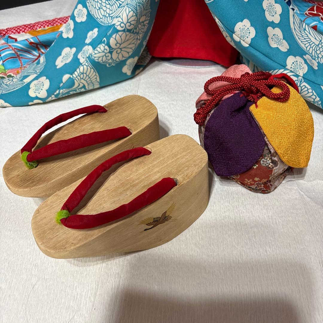 七五三　着物セット　7歳　水色　だらり帯　舞妓　双子　ハーフ成人式　十三詣り