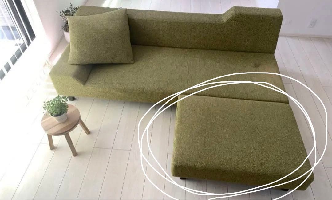 年末セール中‼️FLANNEL オットマン、クッション　グリーン（※ソファ別売り）