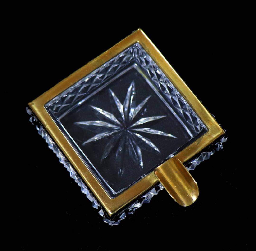 オールド・バカラ 極稀少 ブロンズ装飾 スクエア型 灰皿 ディアマン・ビゾー