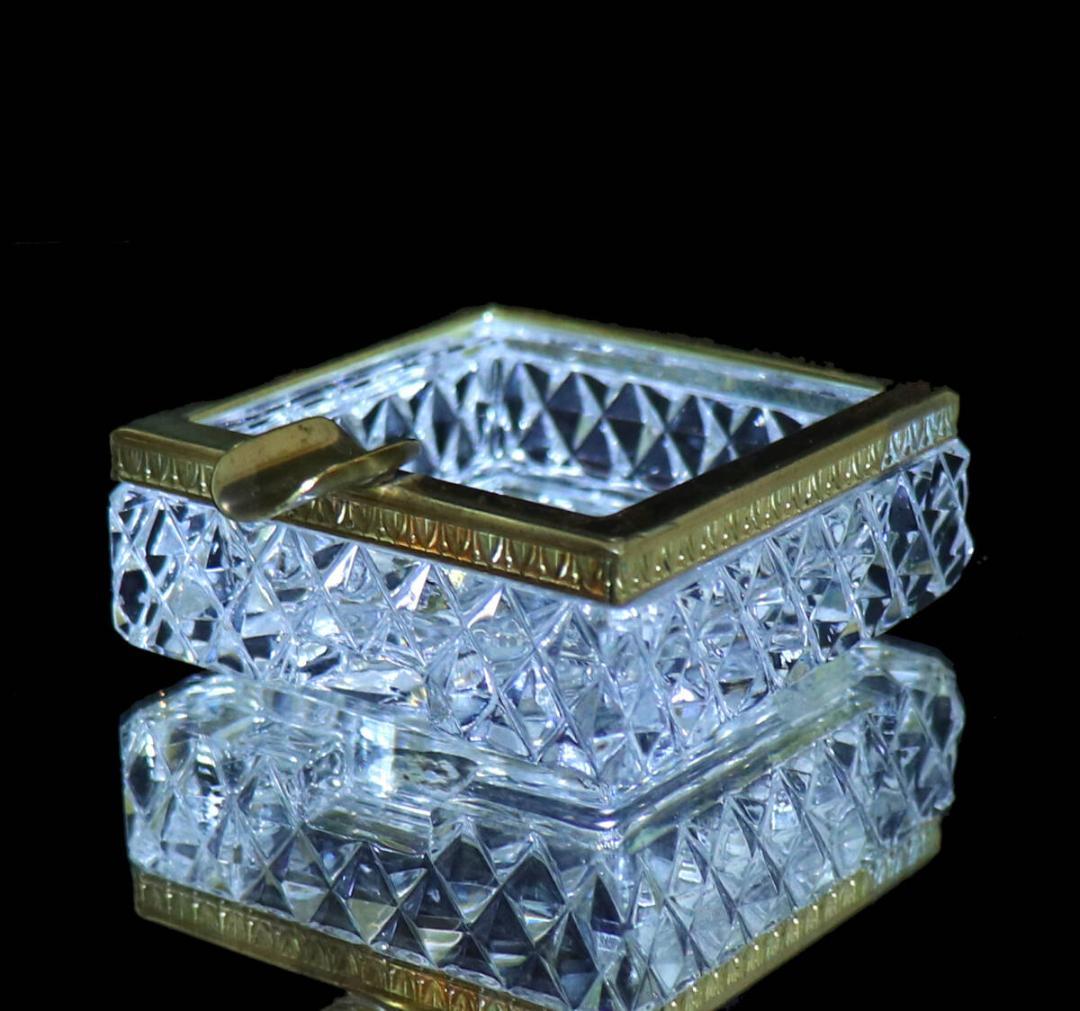 オールド・バカラ 極稀少 ブロンズ装飾 スクエア型 灰皿 ディアマン・ビゾー