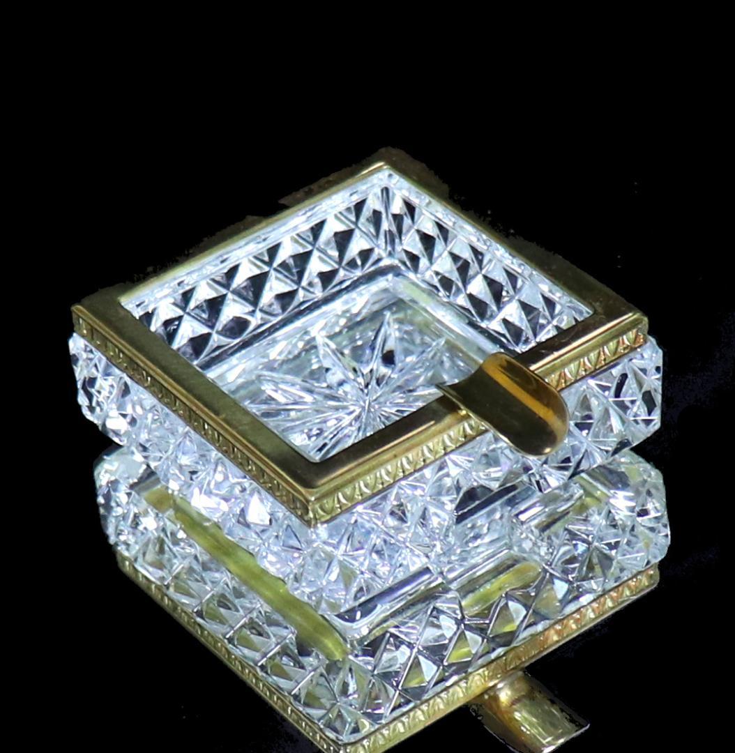 オールド・バカラ 極稀少 ブロンズ装飾 スクエア型 灰皿 ディアマン・ビゾー