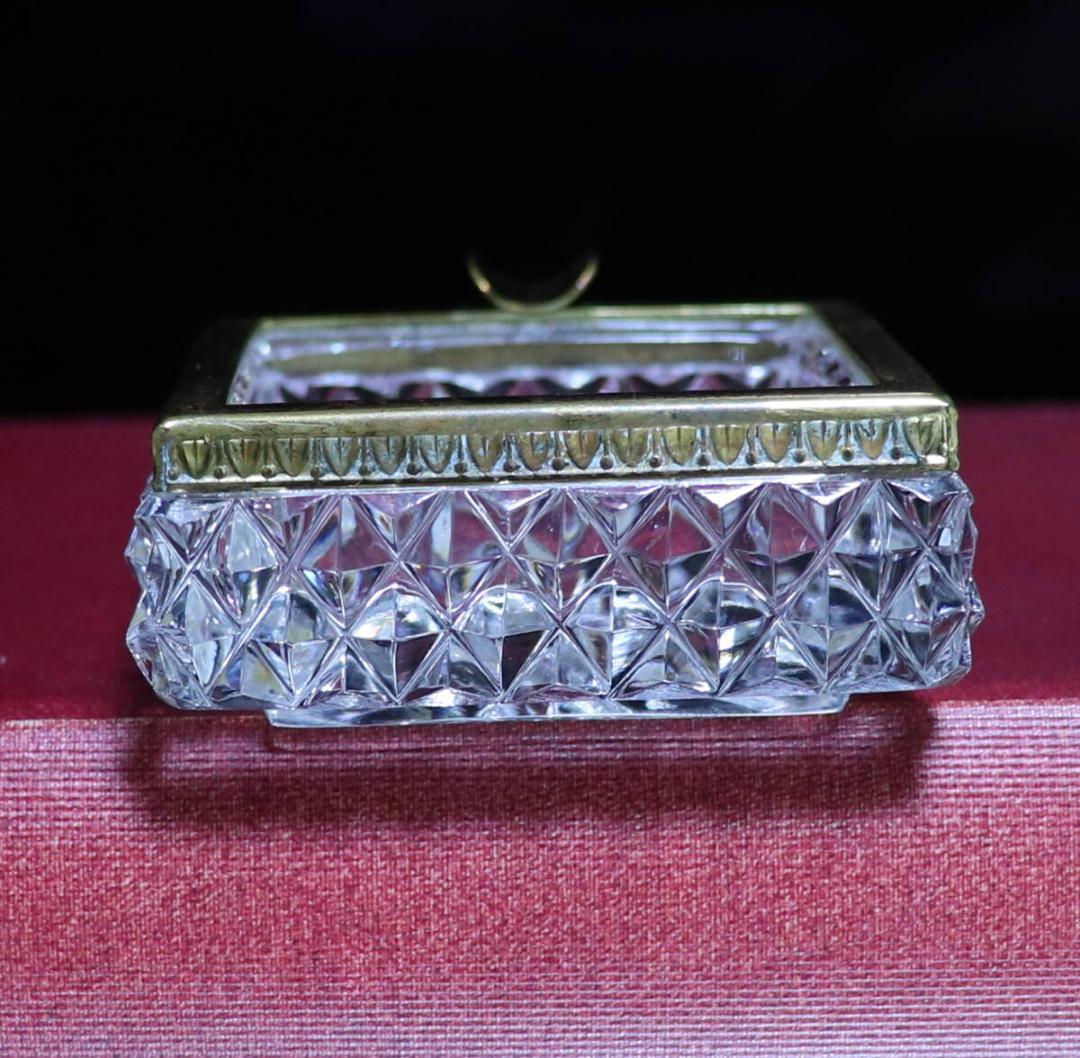 オールド・バカラ 極稀少 ブロンズ装飾 スクエア型 灰皿 ディアマン・ビゾー