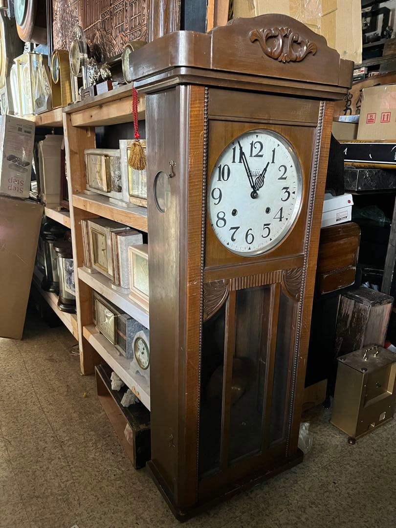 柱時計、明治ゼンマイ振り子時計、振り子時計、98センチ掛け時計、ゼンマイ振り子