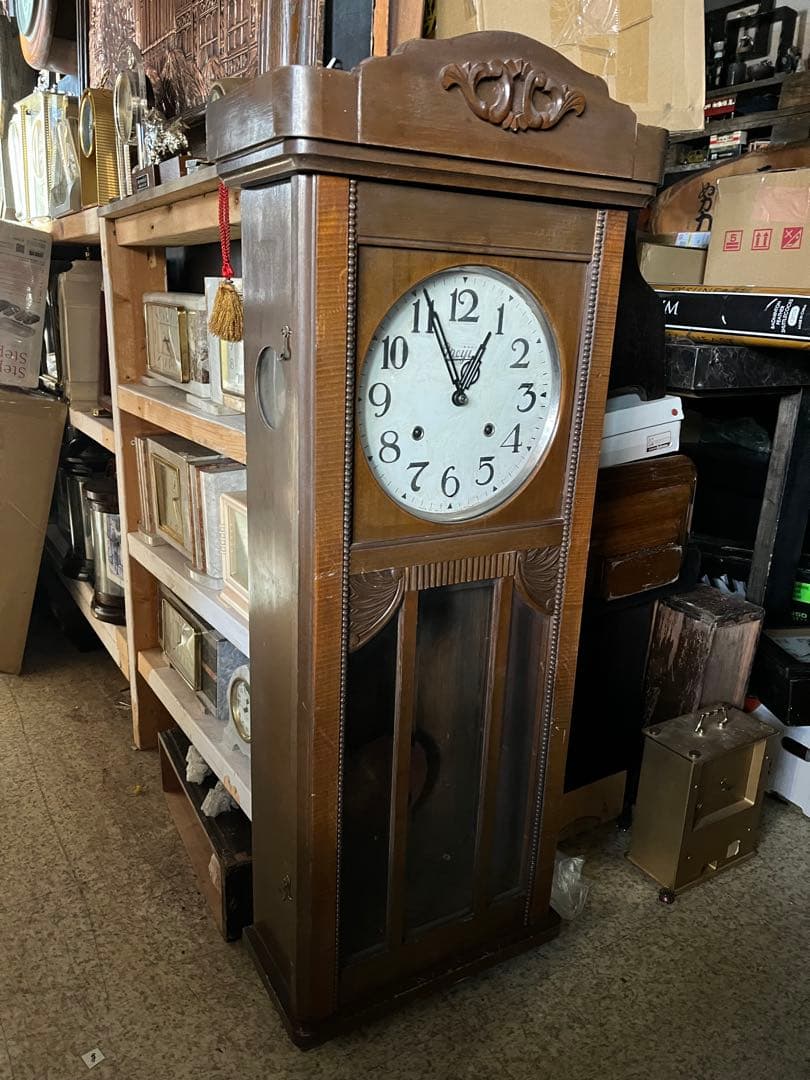柱時計、明治ゼンマイ振り子時計、振り子時計、98センチ掛け時計、ゼンマイ振り子