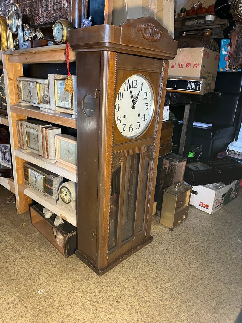 柱時計、明治ゼンマイ振り子時計、振り子時計、98センチ掛け時計、ゼンマイ振り子