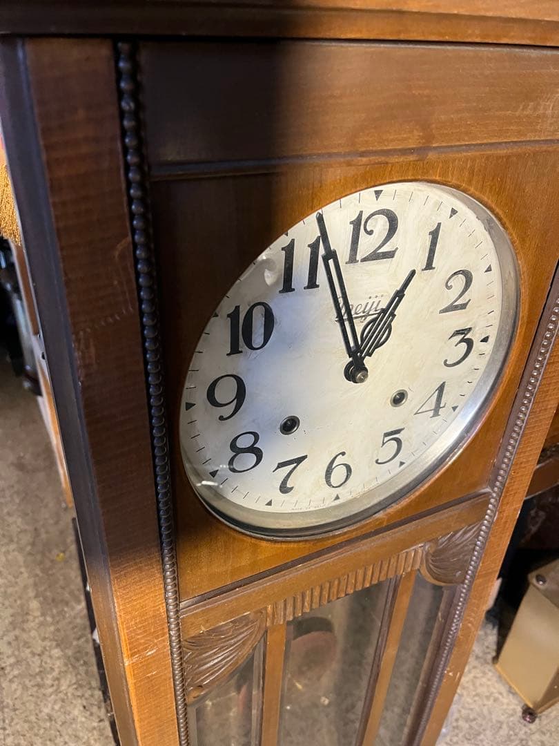 柱時計、明治ゼンマイ振り子時計、振り子時計、98センチ掛け時計、ゼンマイ振り子