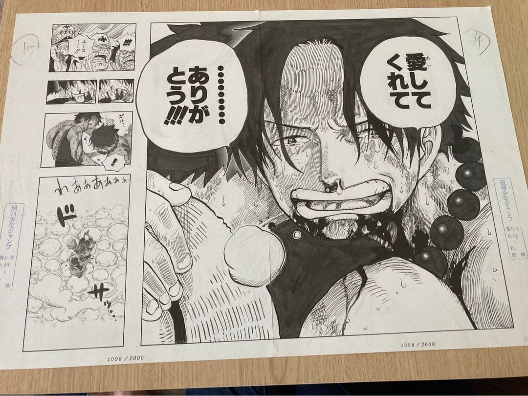 ONE PIECE「名シーン複製原稿」ビブルの秘宝 エース - メルカリ