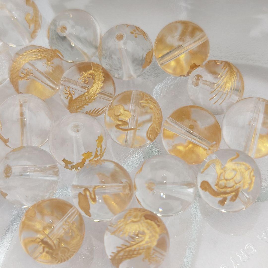 天然石❁︎12mmクォーツ❁︎金四神獣❁︎6セット売