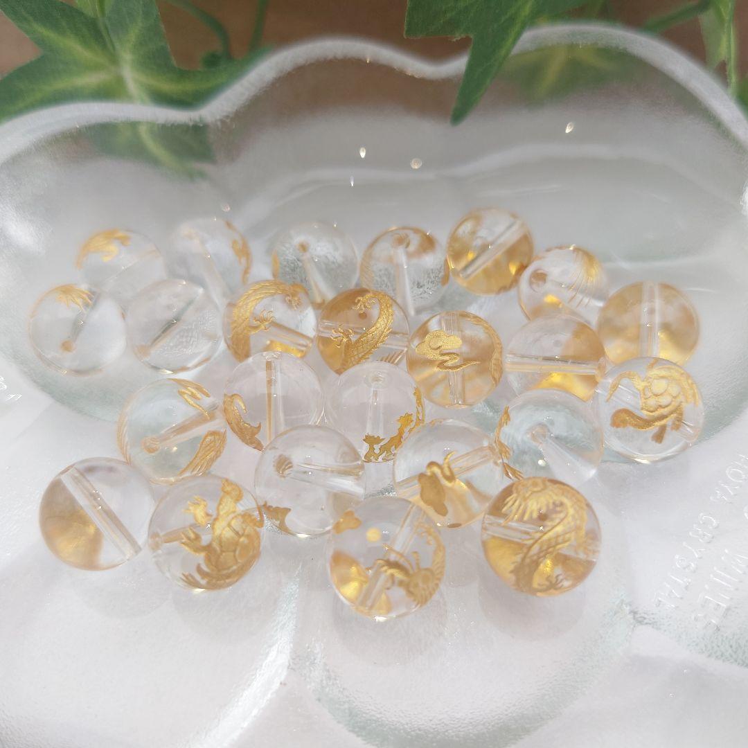 天然石❁︎12mmクォーツ❁︎金四神獣❁︎6セット売