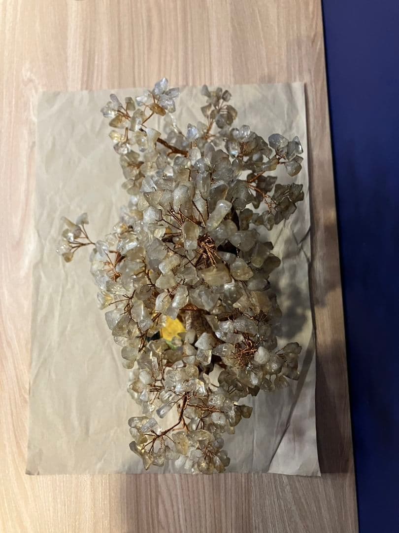 招財樹　置物　金のなる木 　風水 　天然石 縁起物　桜置物　盆栽