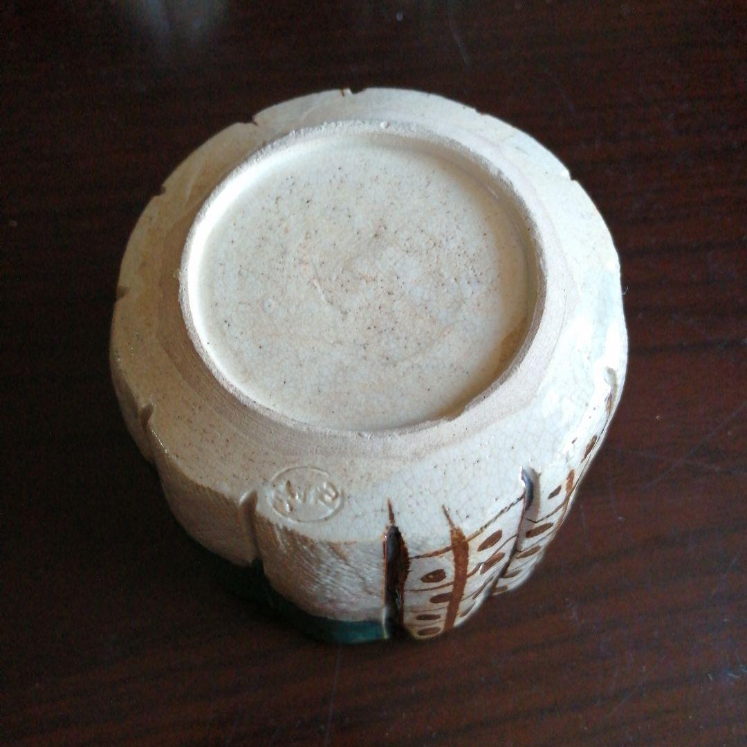 瀬戸焼　織部筒形向付　9客　8.7cm　大正～昭和中期