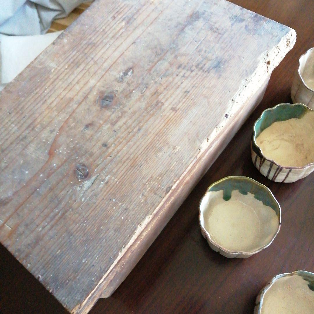 瀬戸焼　織部筒形向付　9客　8.7cm　大正～昭和中期