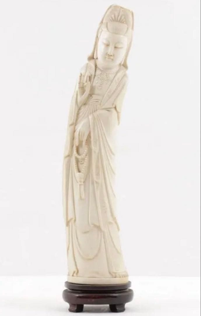 極上古美術品　マンモス　観音菩薩立像 40cm 1.1Kg