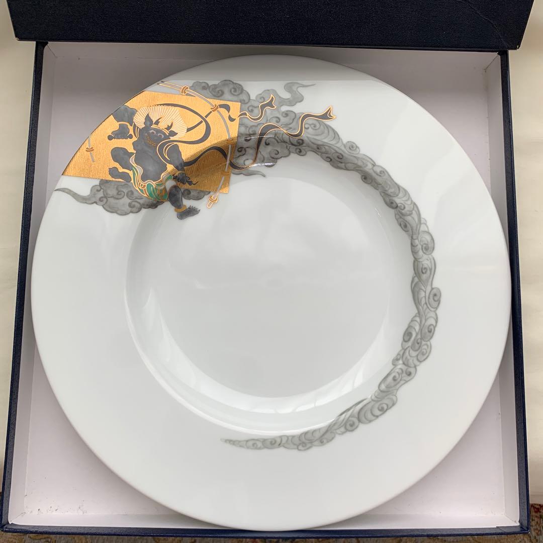 横濱増田窯　庵陶　ANTO 風神雷神　30cm 大皿　箱付き