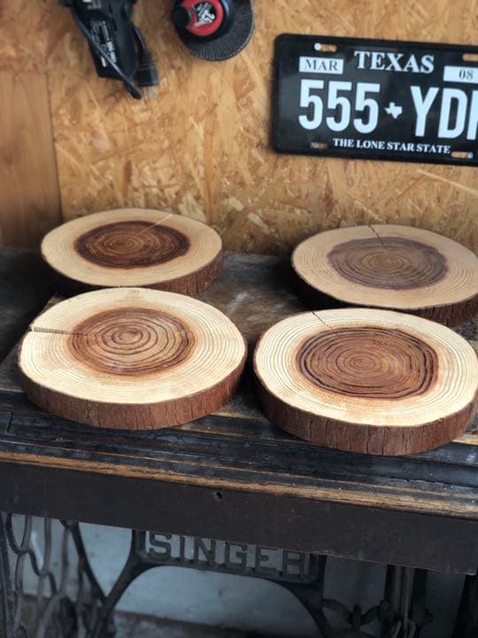 訳あり 杉丸太ニス塗り加工 ４枚セット