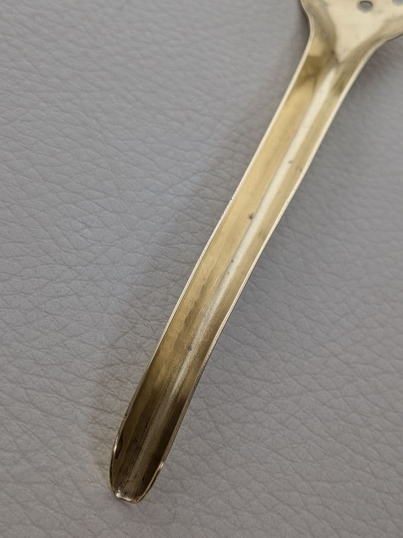 美品】有次 真鍮 チリレンゲ鍋スプーン穴あきスプーン☆鍋すくい