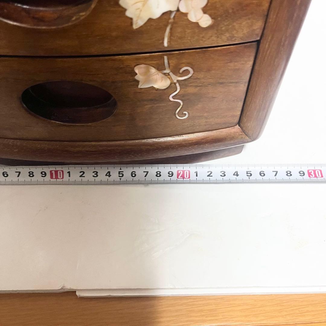 花梨 螺鈿家具 唐木 螺鈿細工 小引出し 3段 李朝 小型チェストアンティーク