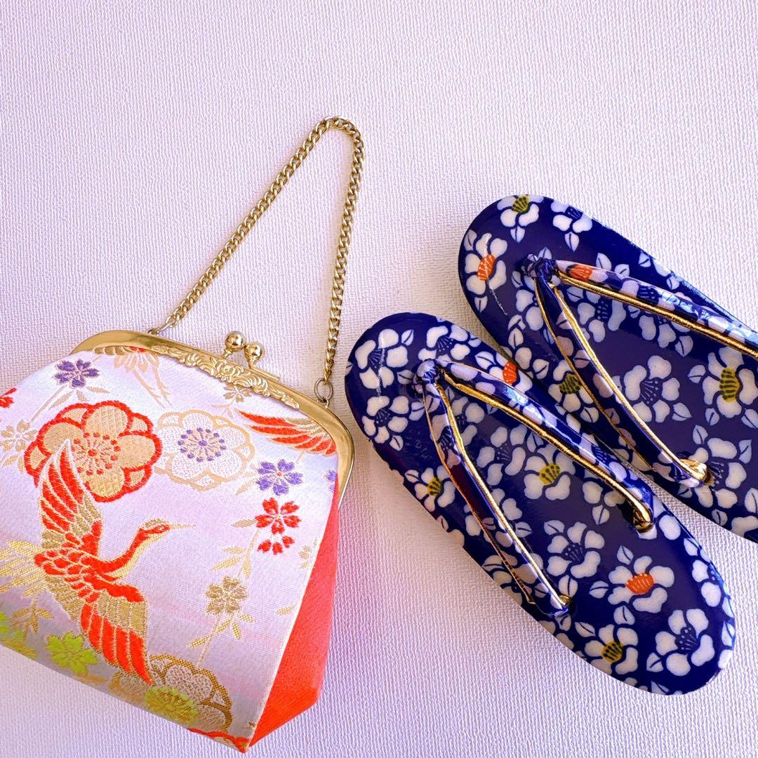 七五三　長着帯セット ７歳女の子 オレンジ地　ちりめん　 源氏車 52697