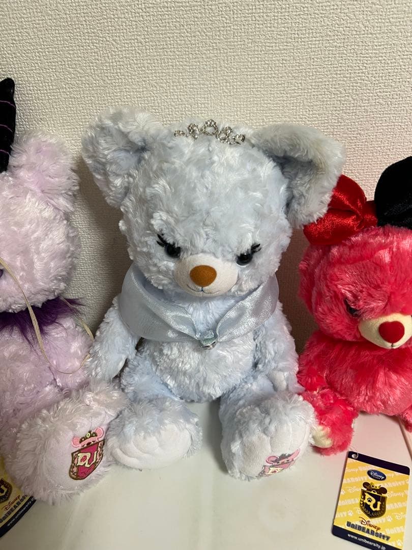 ユニベアシティのぬいぐるみセット（モーブ、レッドベリー、ブルーローズ）