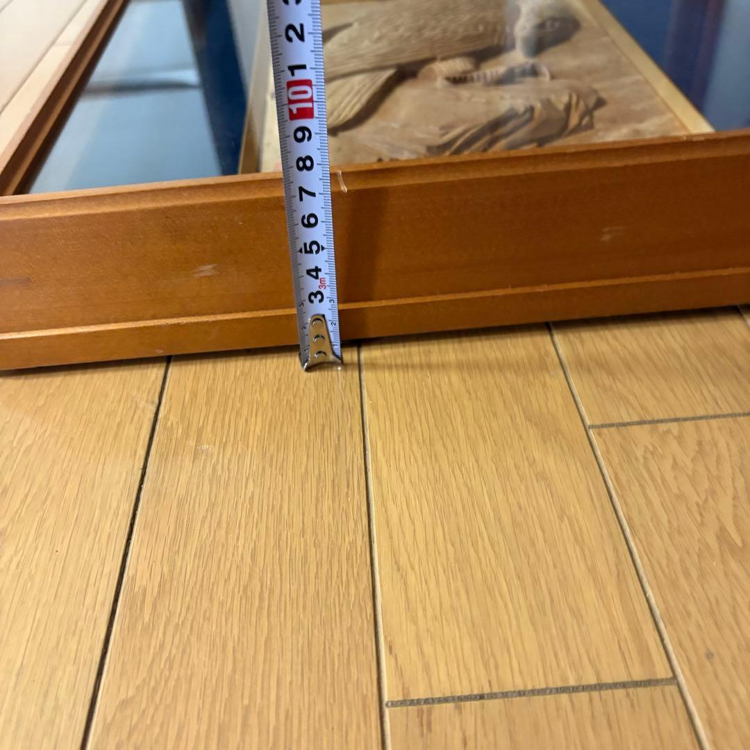 鎌仲清信 木彫 額装 一刀彫 立体彫刻